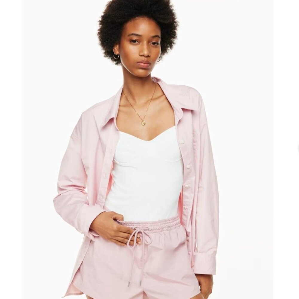 Wilfred Free Relaxed Button Up Cotton Shirt - Pink